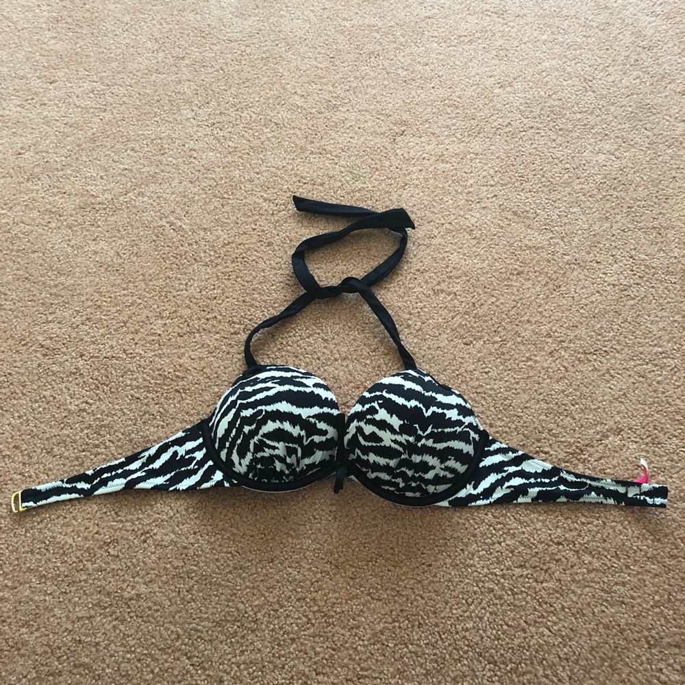 VS zebra print bombshell swim top 34B